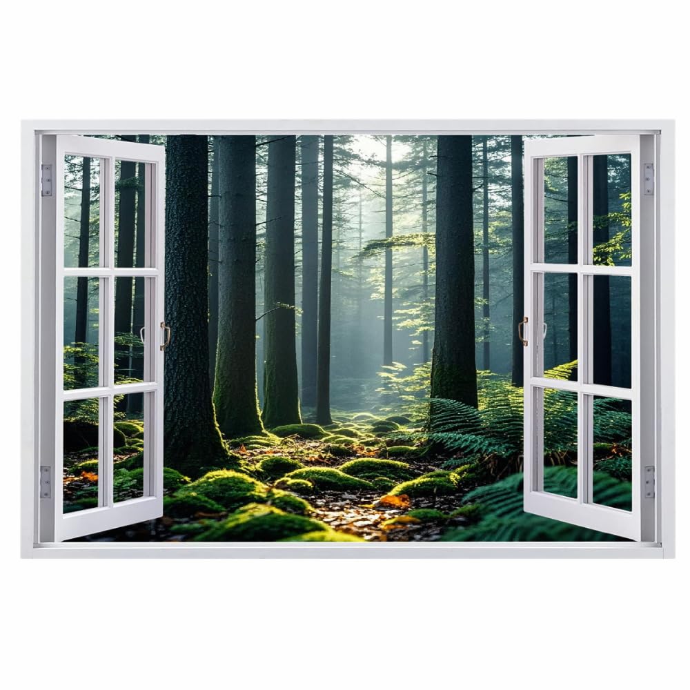 3D Durchbruch Wandtattoo Mädchen Kinderzimmer Waldbaum Wandaufkleber Dekorative Natur Wandsticker für Junge Teenager Zimmer Wohnzimmer Schlafzimmer Wandbilder Deko 120x80cm