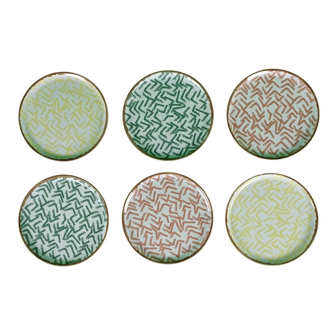 Porland Juego de platos de Porcelana para Postre – Juego Rodezya para 6 Personas – Juego completo y moderno