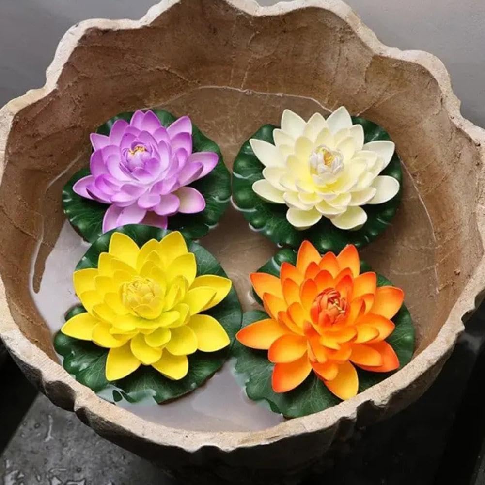 5 Fiori Di Loto Galleggianti Artificiali - Ninfee In Schiuma Impermeabile | Decorazione Per Laghetti E Piscine - Foto 10