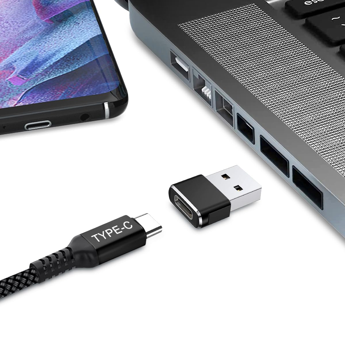 BASESAILOR Cavo USB-C a C 100W 4.5M con Adattatore USB,Caricatore Rapido 20V/5A PD per MacBook, iPad Pro 2022 Generazione,iPhone 15 16 Pro Max,Samsung Galaxy M11 M21 M31 M51M52 A13 A14 A21 A22 A40 A60