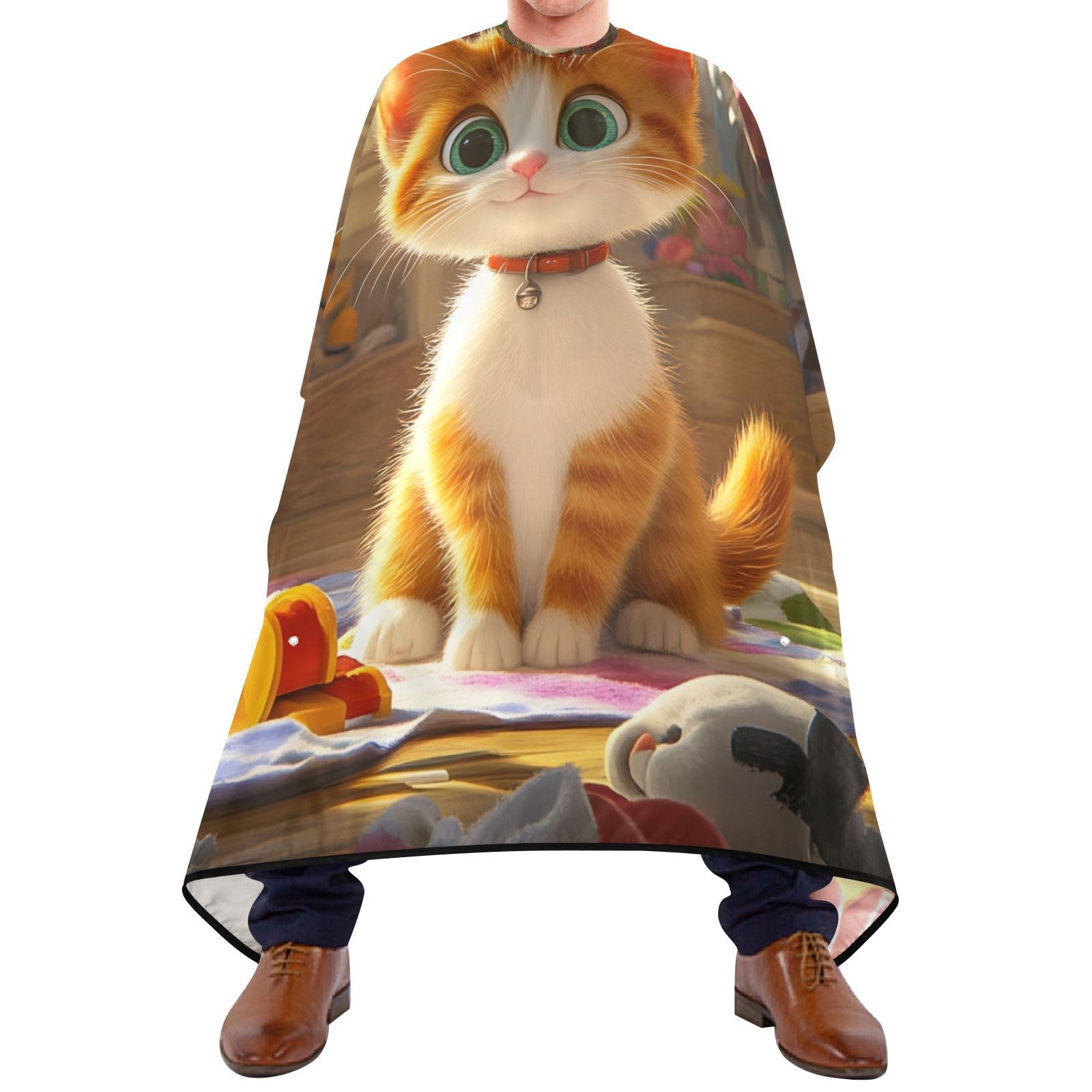 Hezely Cute Cat Hair Dye Cape, Barber Cape for Adults,Waterproof Salon Cape,Waterproof Hairdressing Styling Hair Cutting, 65