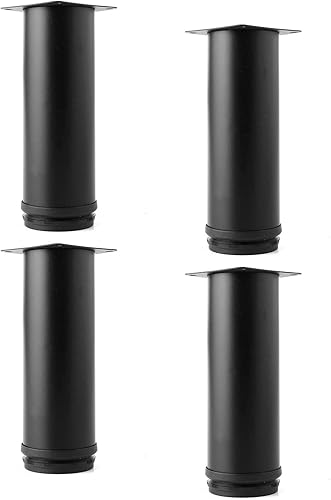 Miniatura 5 de Patas de metal ajustables para muebles de mesa de escritorio de 6 pulgadas, patas de repuesto para mesa de café, escritorio, etc., juego de 4 (negro)