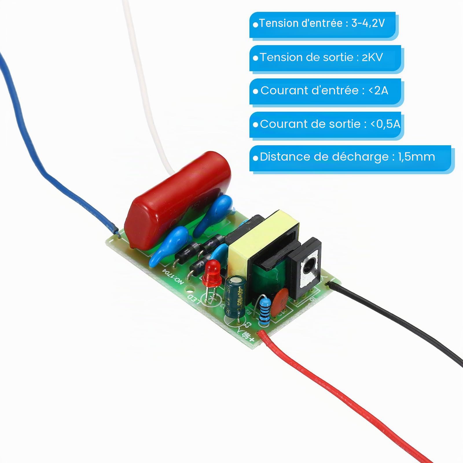 PATIKIL Haute Tension Générateur, DC 3-6V 1800V Augmenterer Intensification Puissance Alimentation Module Arc Tension Transformationateur pour Scientifique Expérience, Noir