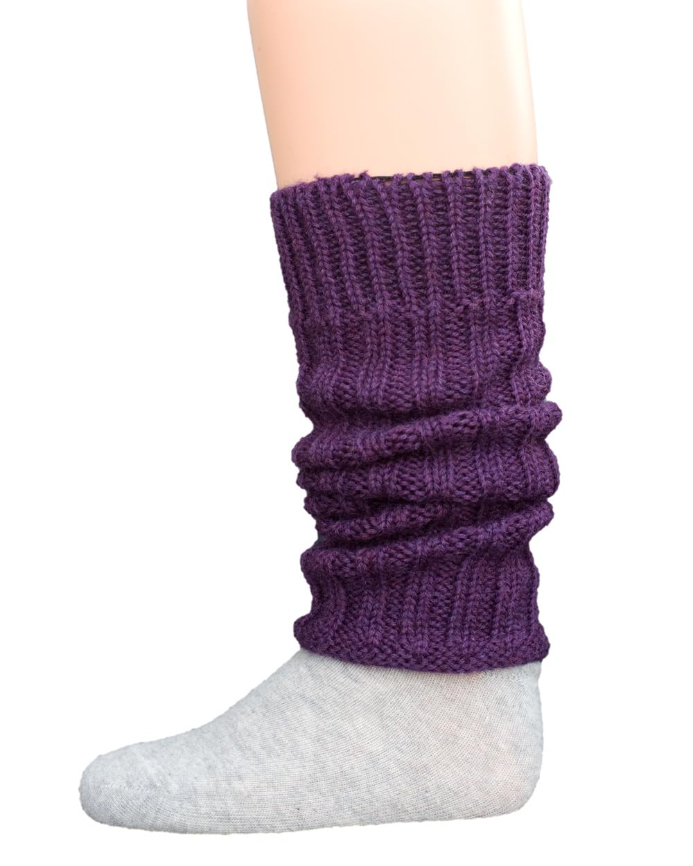 Hirsch Natur Purple Merino Children's Leg Warmers Chunky Knit 100% Virgin Wool (Kbt), One Size