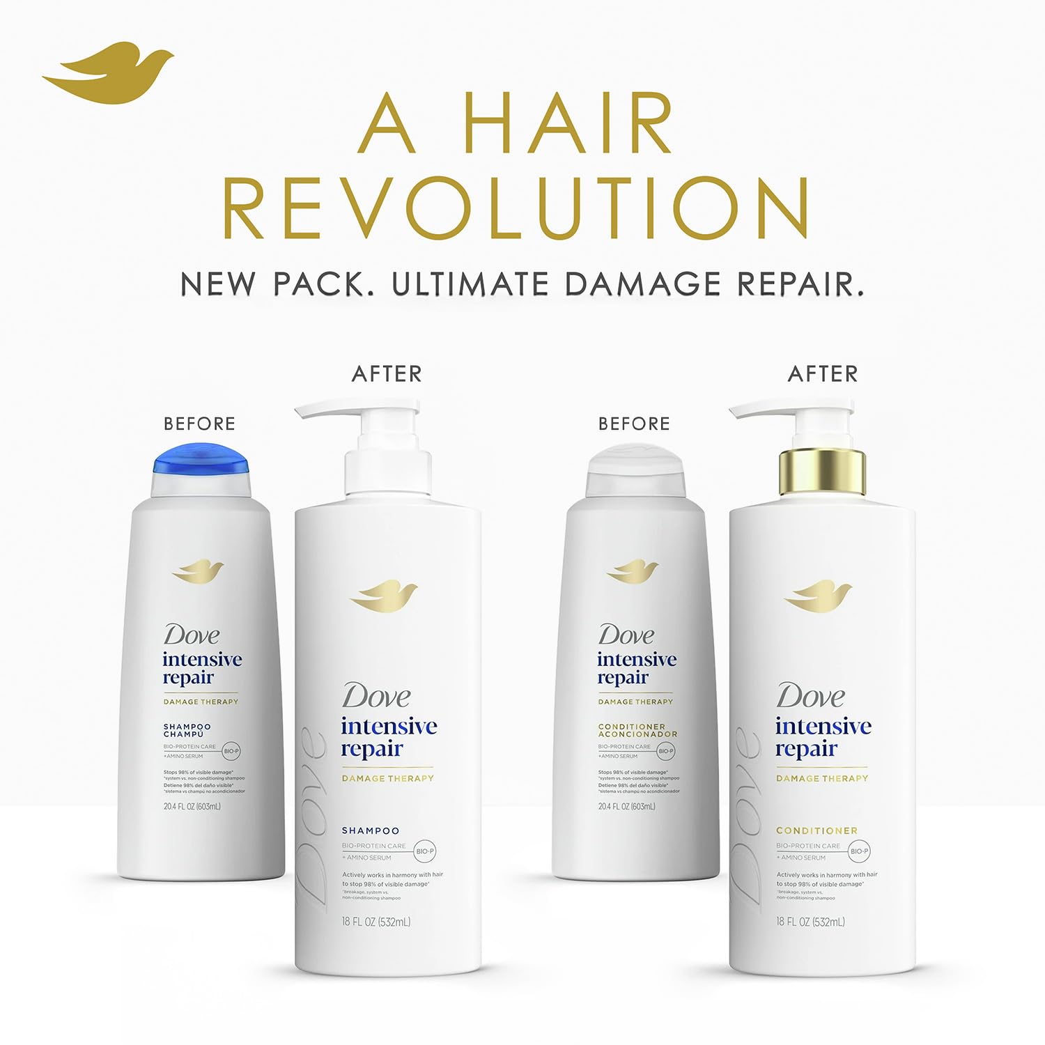 Dove Intensive Repair Shampoo, Conditioner & Serum Hair Care Set, 3 Piece