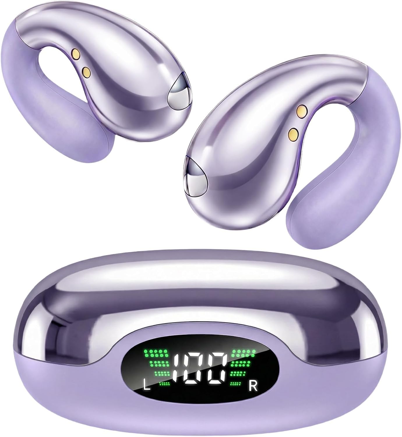 Auriculares ultra abiertos, con clip, color morado Aurora