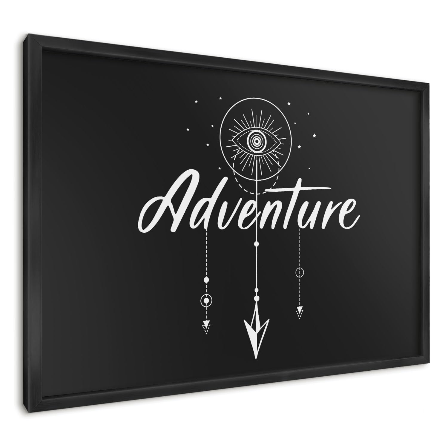Panel Magnético Informativo 60x40 cm | Marco Negro | La Aventura Te Espera | Montaje Fácil | Pizarra de Pared | Para Restaurante y Bar | Expositor para Menú, Ofertas del Día