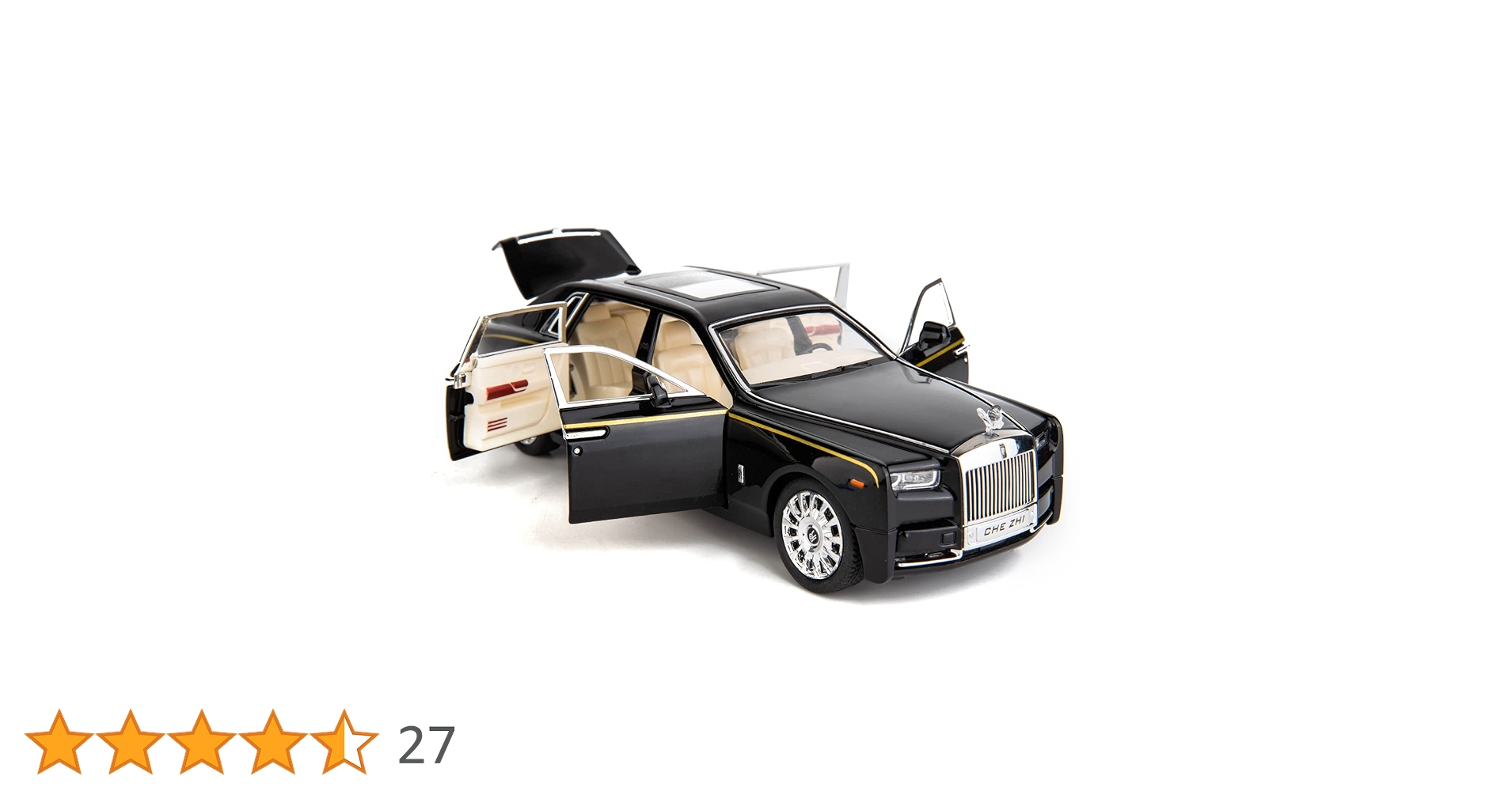 BDTCTK 1/24 Rolls-Royce Phantom Model Car,Zinc Alloy Pull Back Toy