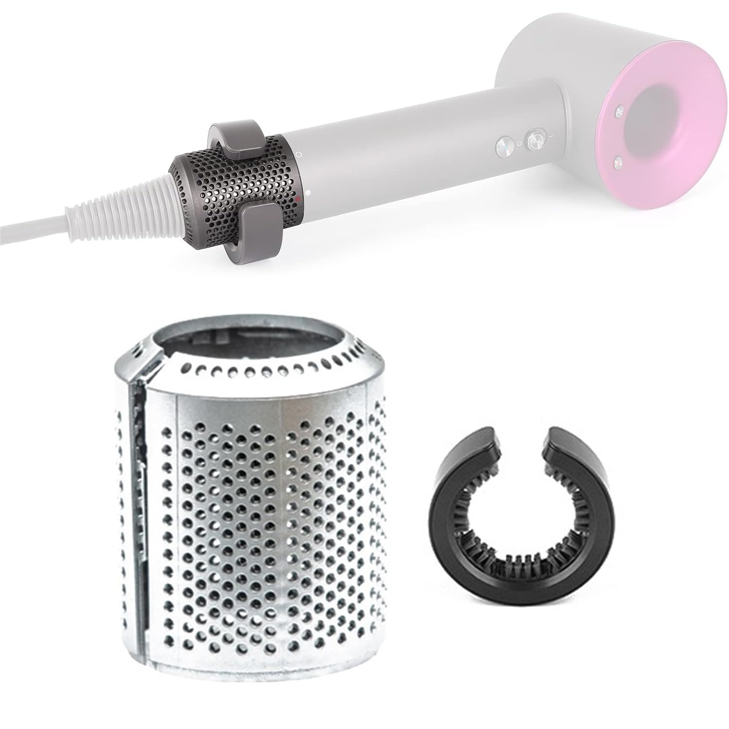 MYAYD Verbesserter Haartrocknerfilter, Ersatz für Dysòn Supersonic HD15 HD01 HD03 HD07 HD08 Modellen,Reparaturzubehör mit 1 Staubschutzhülle und 1 Reinigungsnetz (Silber)