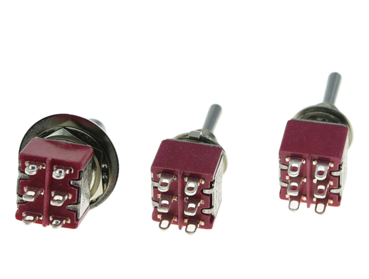 5-Pack DPDT Mini Toggle Switches – ON-OFF-ON 3 Position, 6 Pin For Guitar, Car, Boat Projects