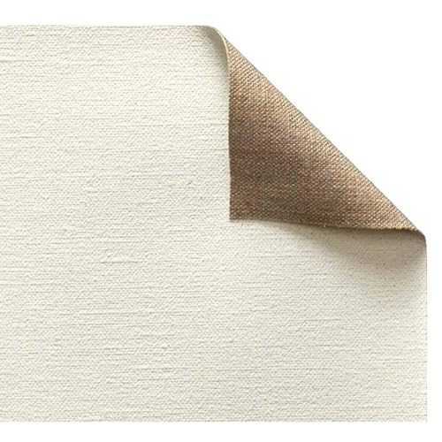Claessens Linen #15 Double Oil Primed Medium Texture Roll- Hand Primed Canvas Roll- Professional Quality Unstretched Canvas Roll for Painting Oil and Alkyd- 54 in x 3 Yard- Archival Canvas