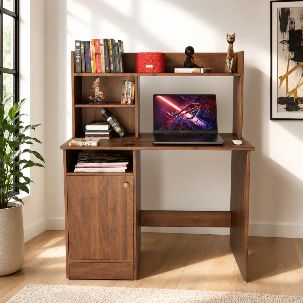SPYDER CRAFT Modern Indus Engineered Wood Study Table with Storage Shelf | Clean Minimalist Computer Desk for Home, Office, & Bedroom | Durable & Easy to Clean (Colombain) (Assembly_DIY)-image-9