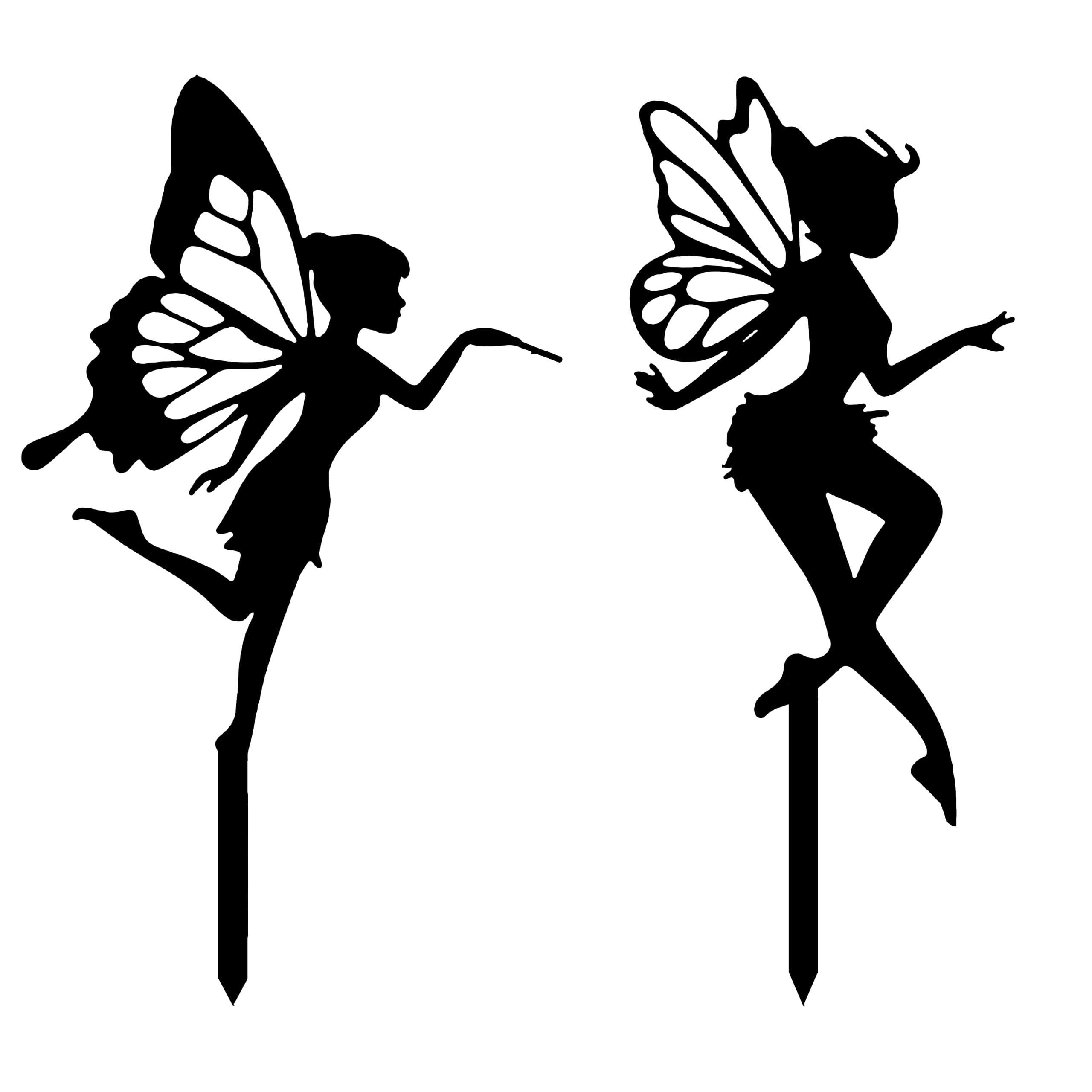 Garden Stake Metal Outdoor Decoration - Fairy With Magic Garden Stakes Outdoor Garden Decor Fairy Art Lawn Garden Silhouette Black Fairy Silhouette