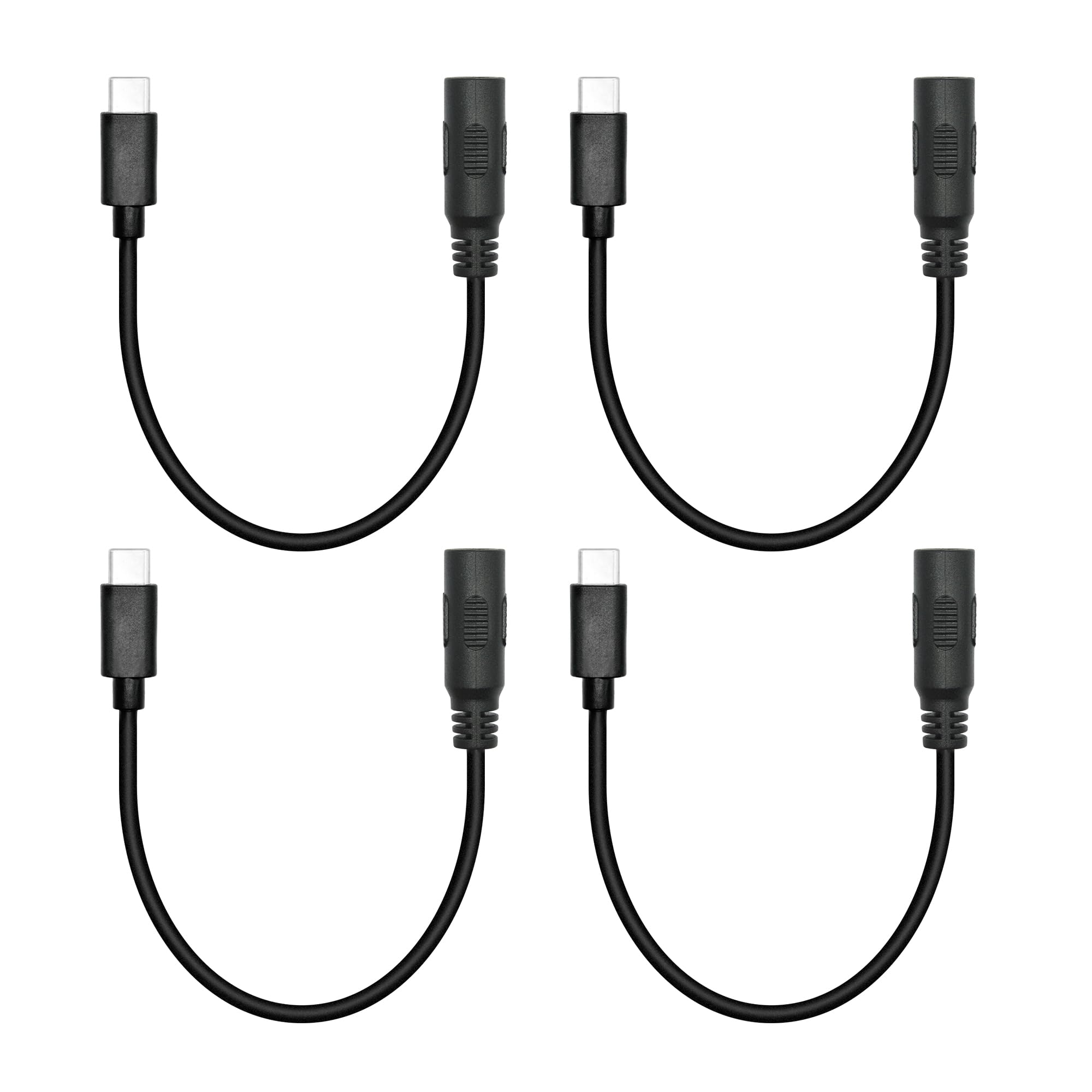 4 x kabel zasilający DC 5,5 mm x 2,1 mm do USB C 15,2 cm, DC 5521 żeński do gniazda USB typu C męski 5 V 3 A, do małego wentylatora, lampki nocnej itp