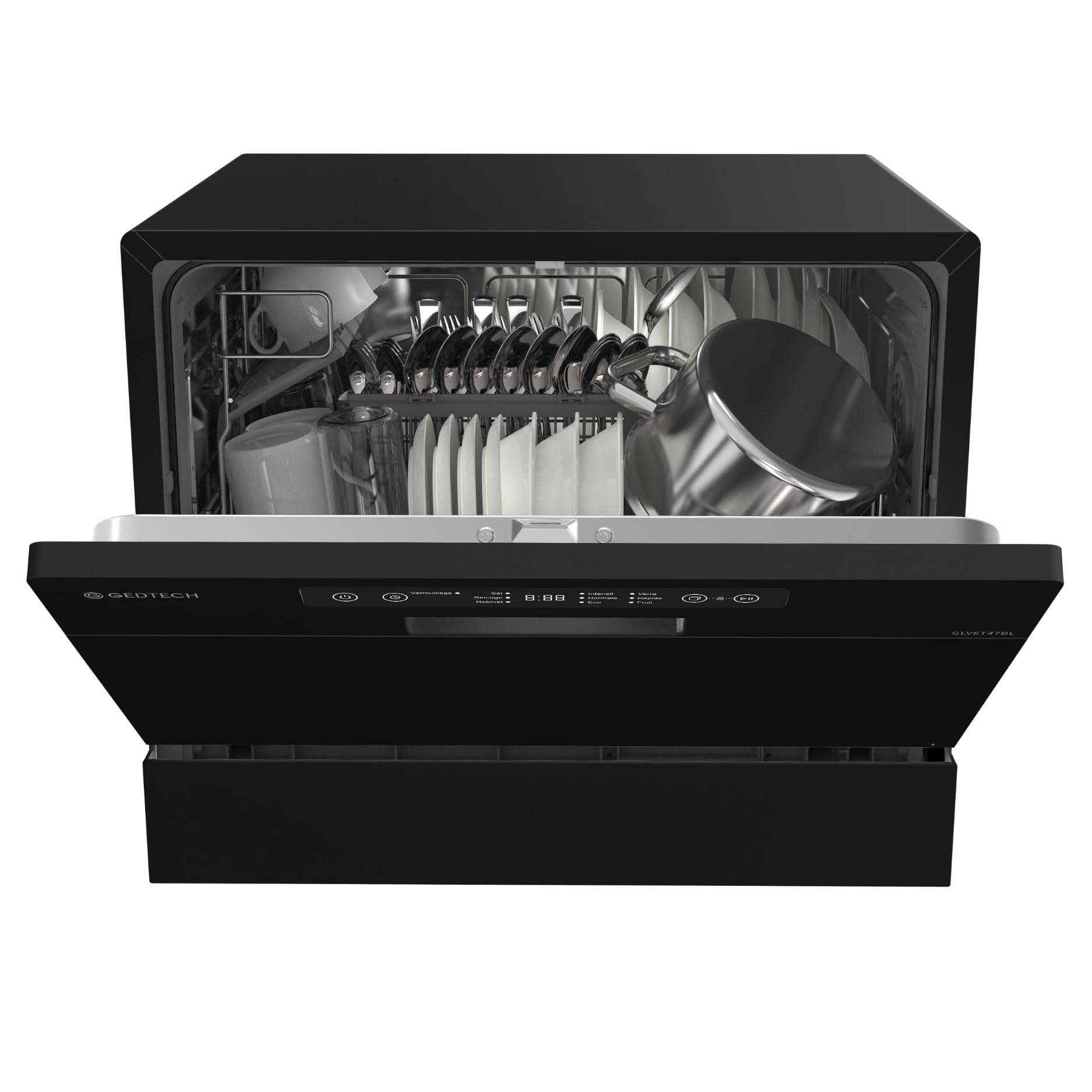 GEDTECH Lave-vaisselle Table Top GLV6T47BL 6 couverts 47 dB Départ différé