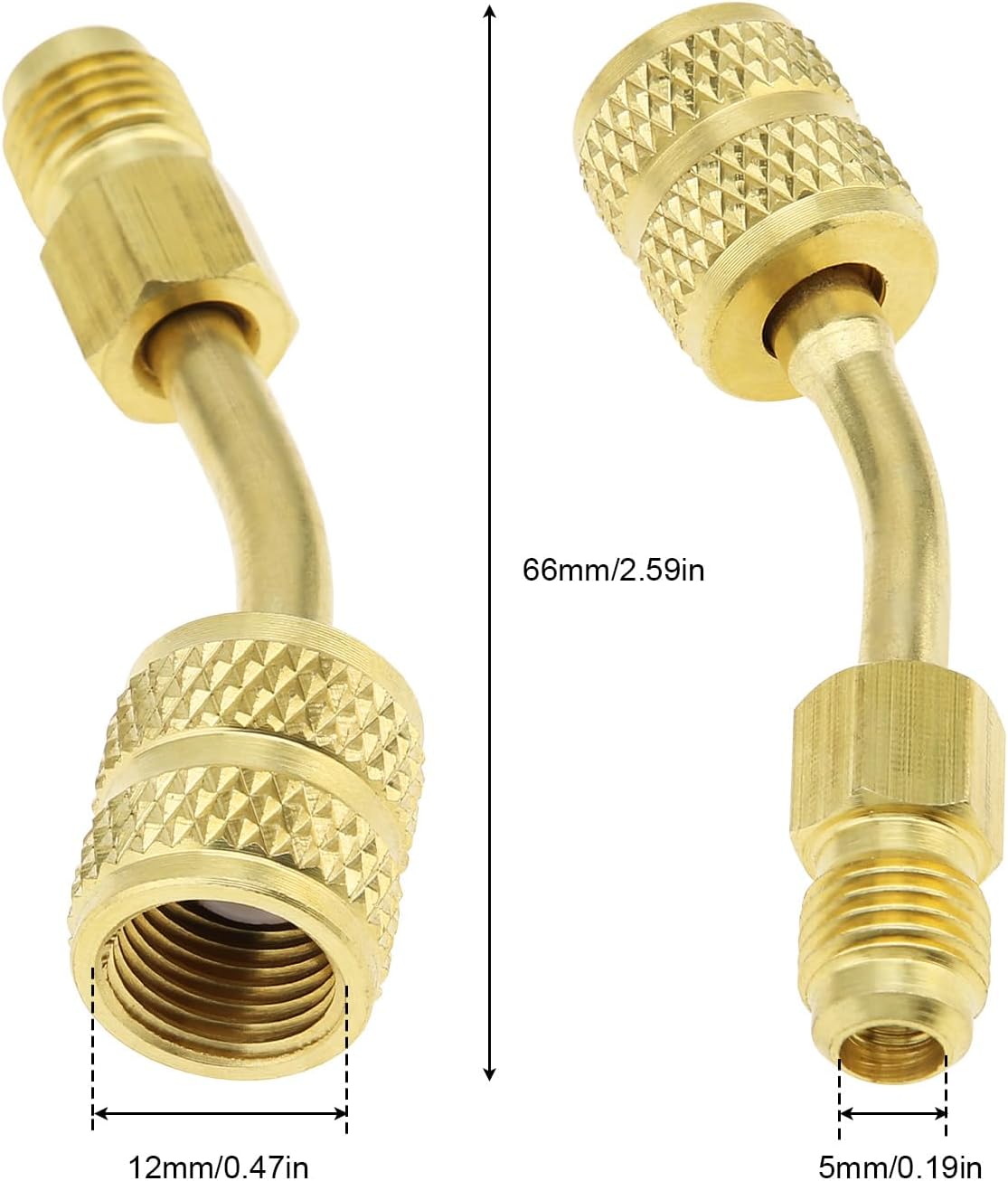2PCS R410a Swivel Adapter for Mini Split System Air Conditioner HVAC Refrigeration Service with 5/16 Inch Female Quick Coupler to 1/4 Inch Male Flare
