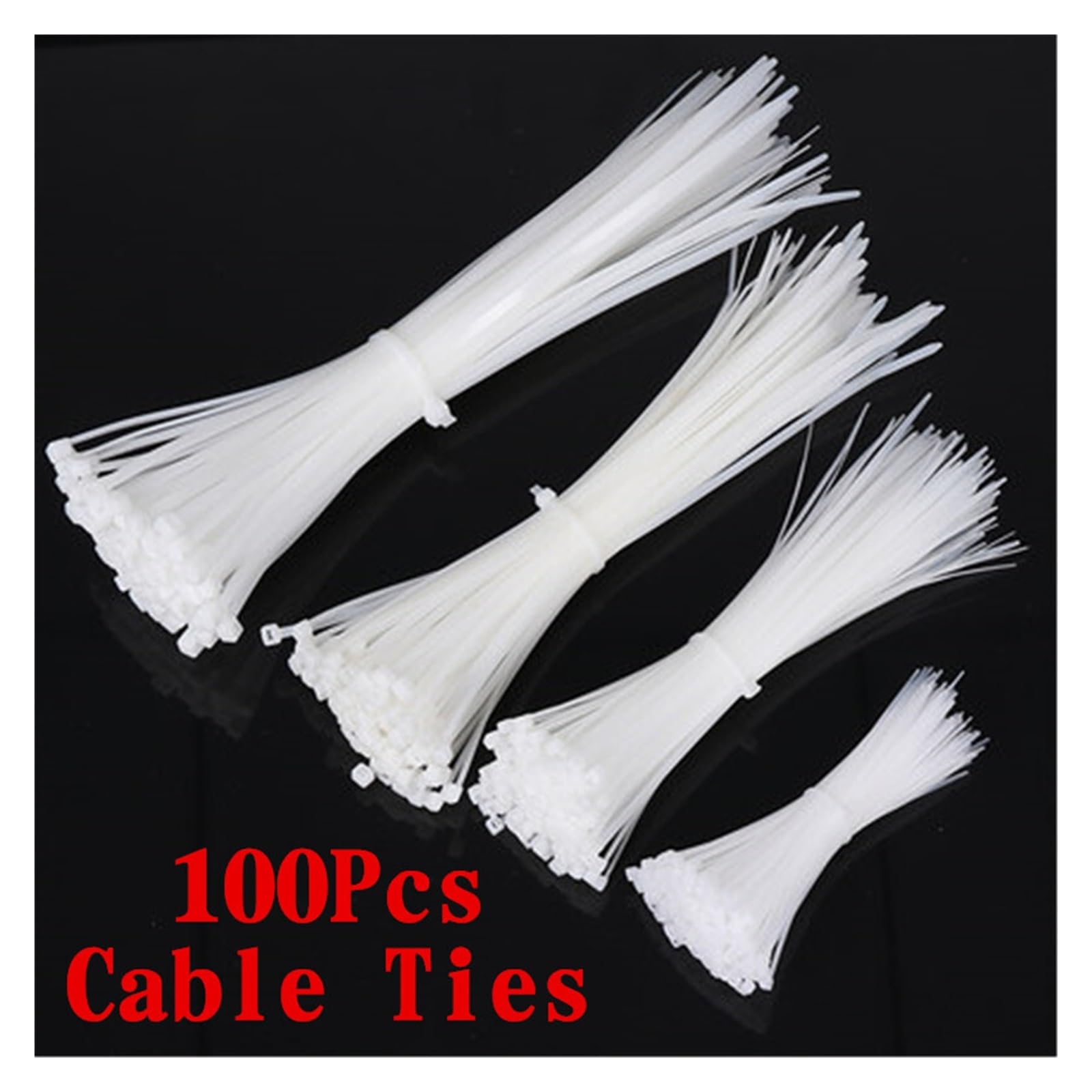 assortimento di Fascette per Cavi,Fascette per, Fascetta in Nylon di plastica autobloccante. 100 PZ. Fascette for Cavi Bianche(3x150mm)