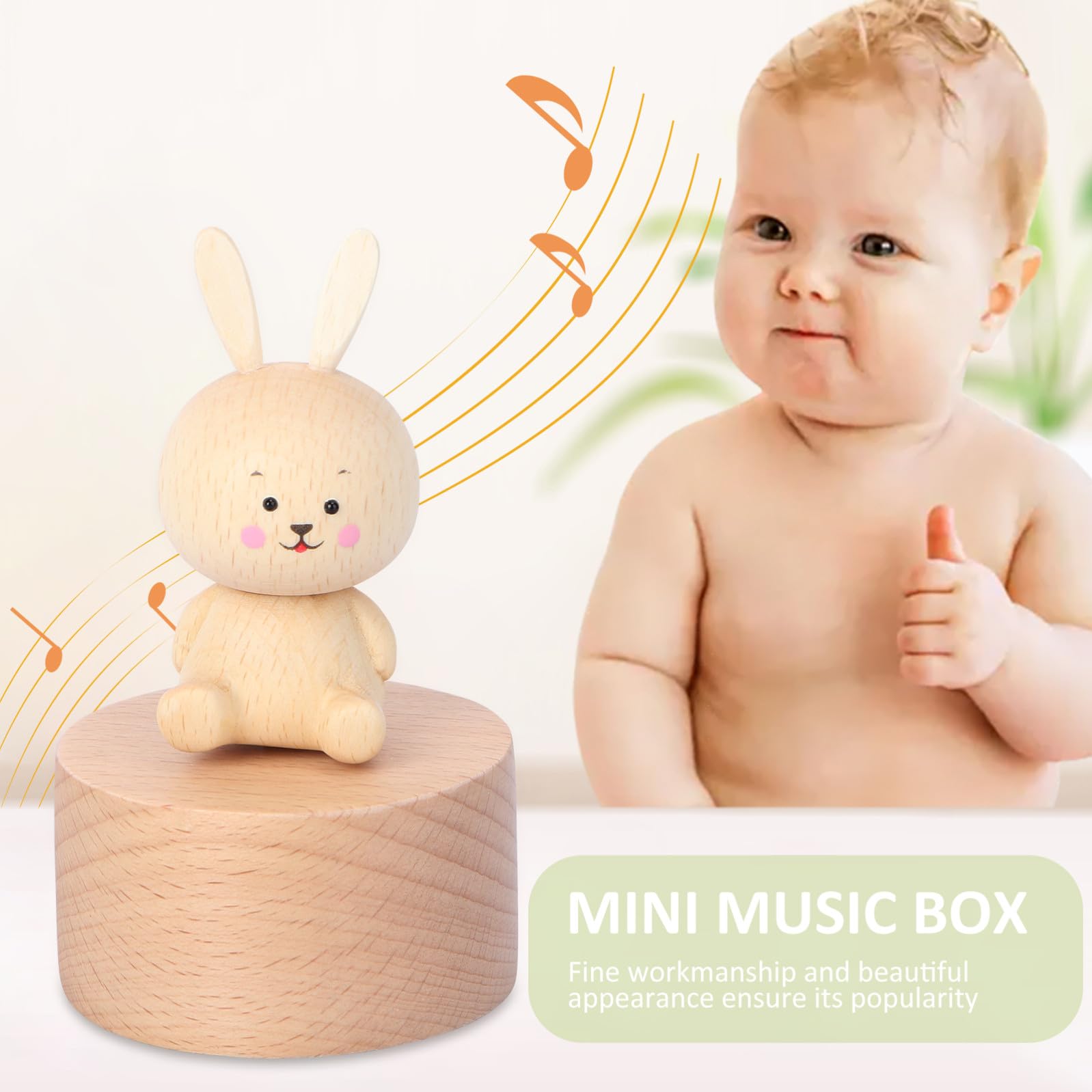 Cabilock 2 Stk Musikbox Merch Musical Besonders Ring Die Das Der Musik Wohnkultur Desktop-ornament Desktop Schmücken Khaki Holz