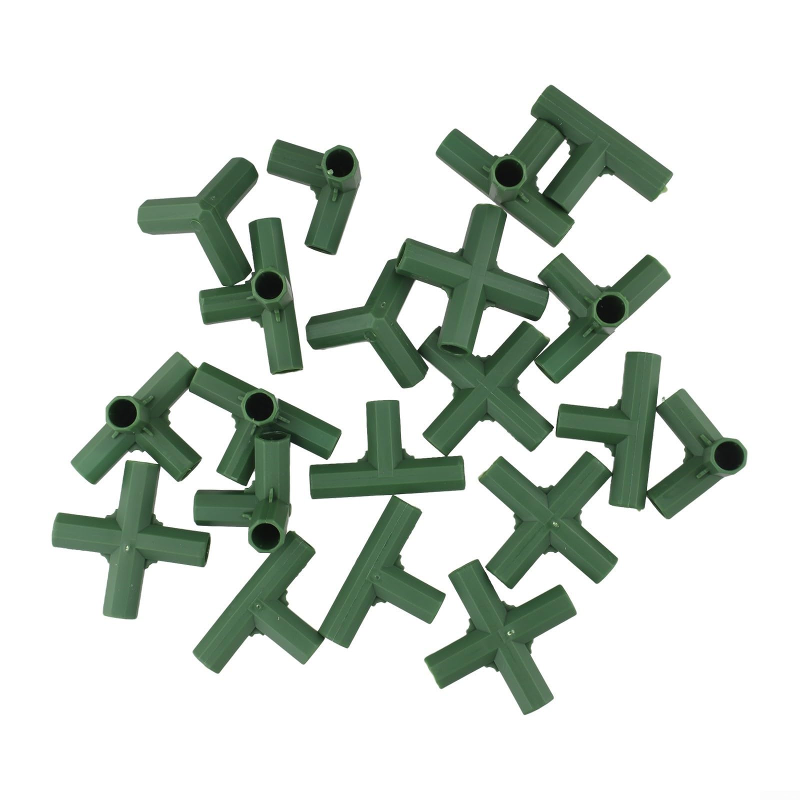 Greenhouse Frame Connectors 11mm Pipe Fittings Heavy Duty PP Plastic Joints for Garden Structures Cold Frames and Flower Stands Green 20 Pack(mix)