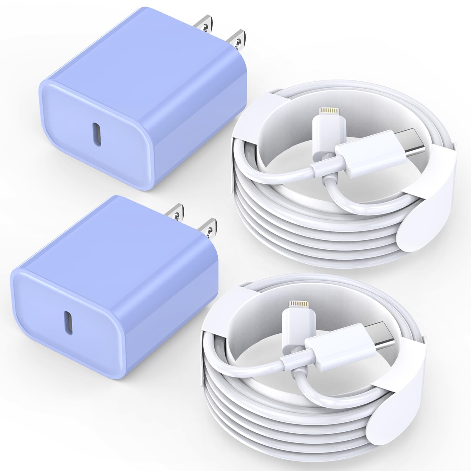 iPhone 14 13 12 Fast Charger,Super Fast Charging Block 2Pack Type C Charger Fast Charging Power Adapter with 6FT Quick USB C to Lightning Cable Compatible with iPhone 14/13/12/11/XS/XR/SE,iPad- Purple