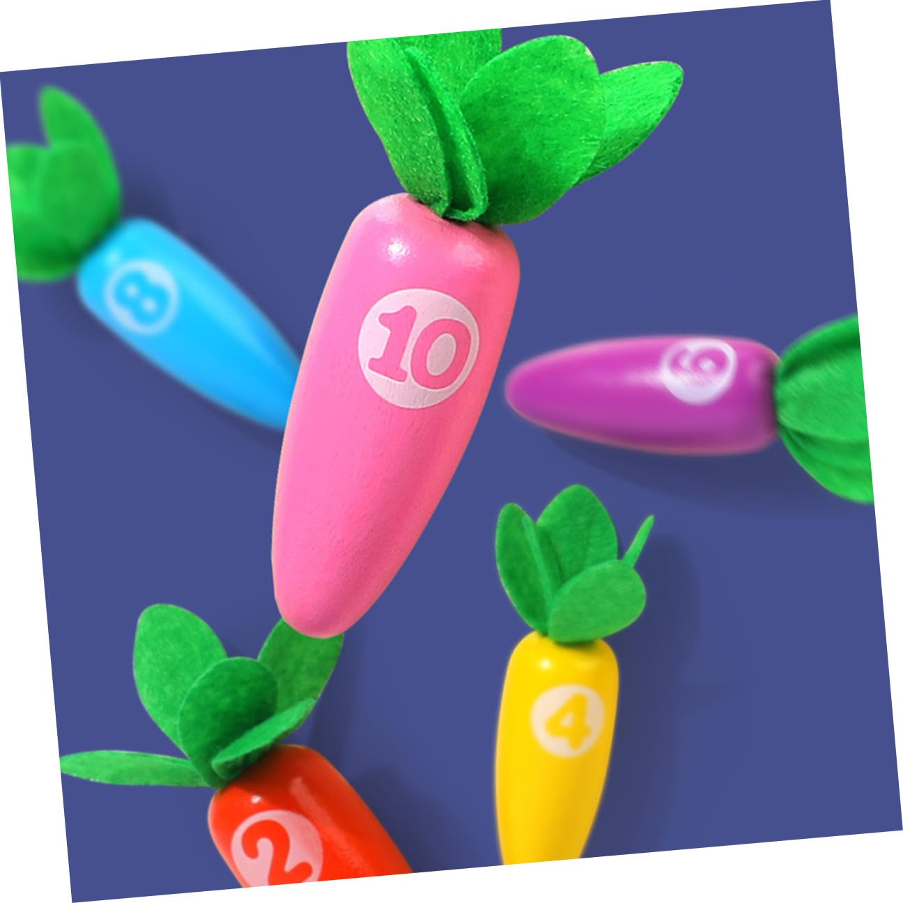 GALPADA Gioco Educativo Montessori Lo Sviluppo Cognitivo in Legno per Bambini Riconoscimento Colori e Numeri Bastoncini a Forma di Carota la Prima età