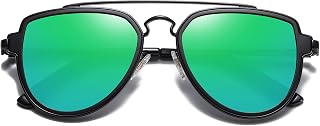 Retro Aviator Polarized Double Bridge Sunglasses for Men Women Mirrored Lens SJ1051