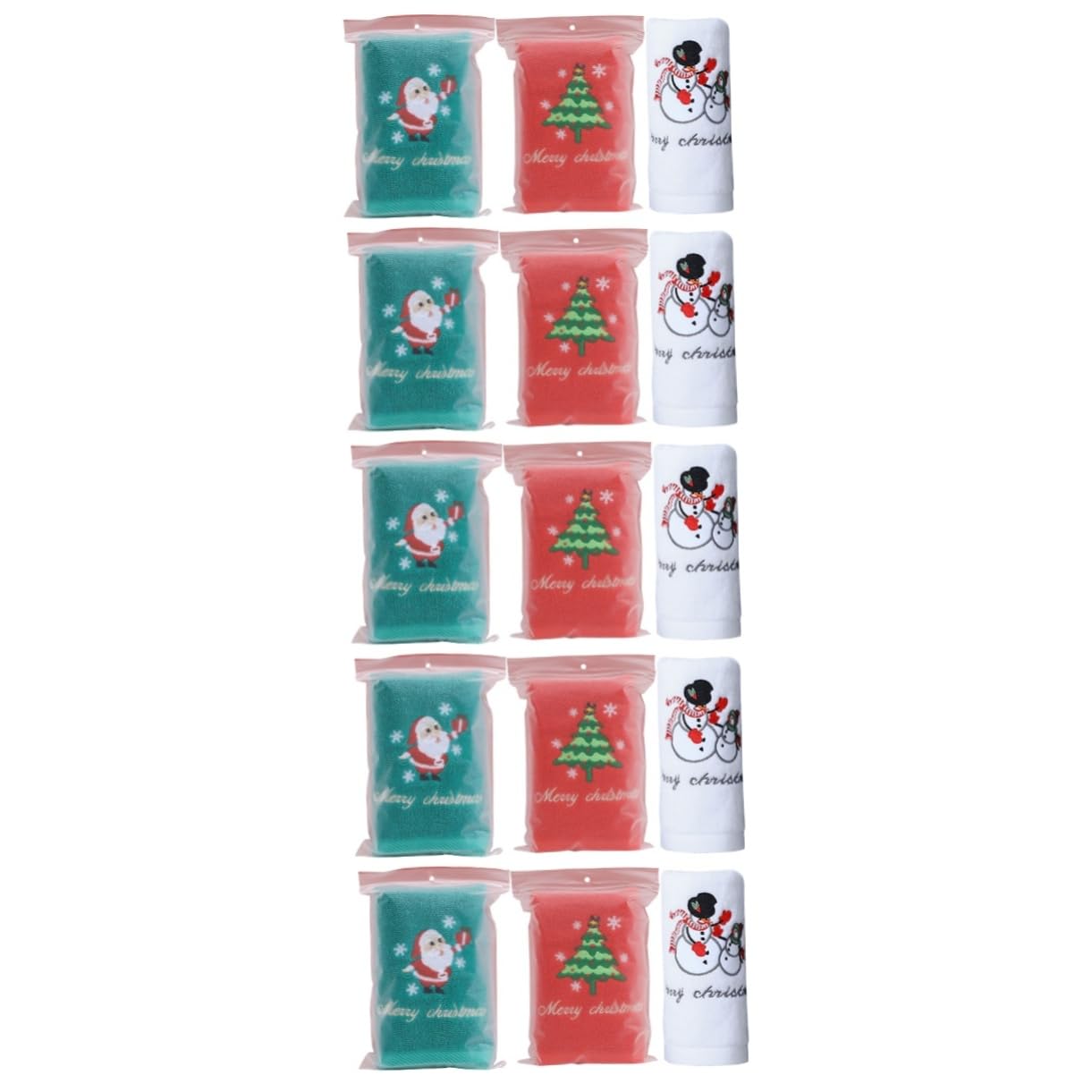 Cabilock 5 Juegos Suministros para Fiestas Navideñas Toallas Paños De Baño Lavadora Trajes Navideños Paño De Baño Algodón 3 Piezas * 5