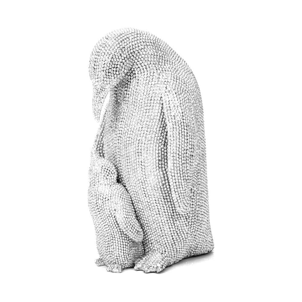 Widdop Best Of Breed Silver Sparkly Penguin and Baby 20cm Figurine Gift Ornament NC1150