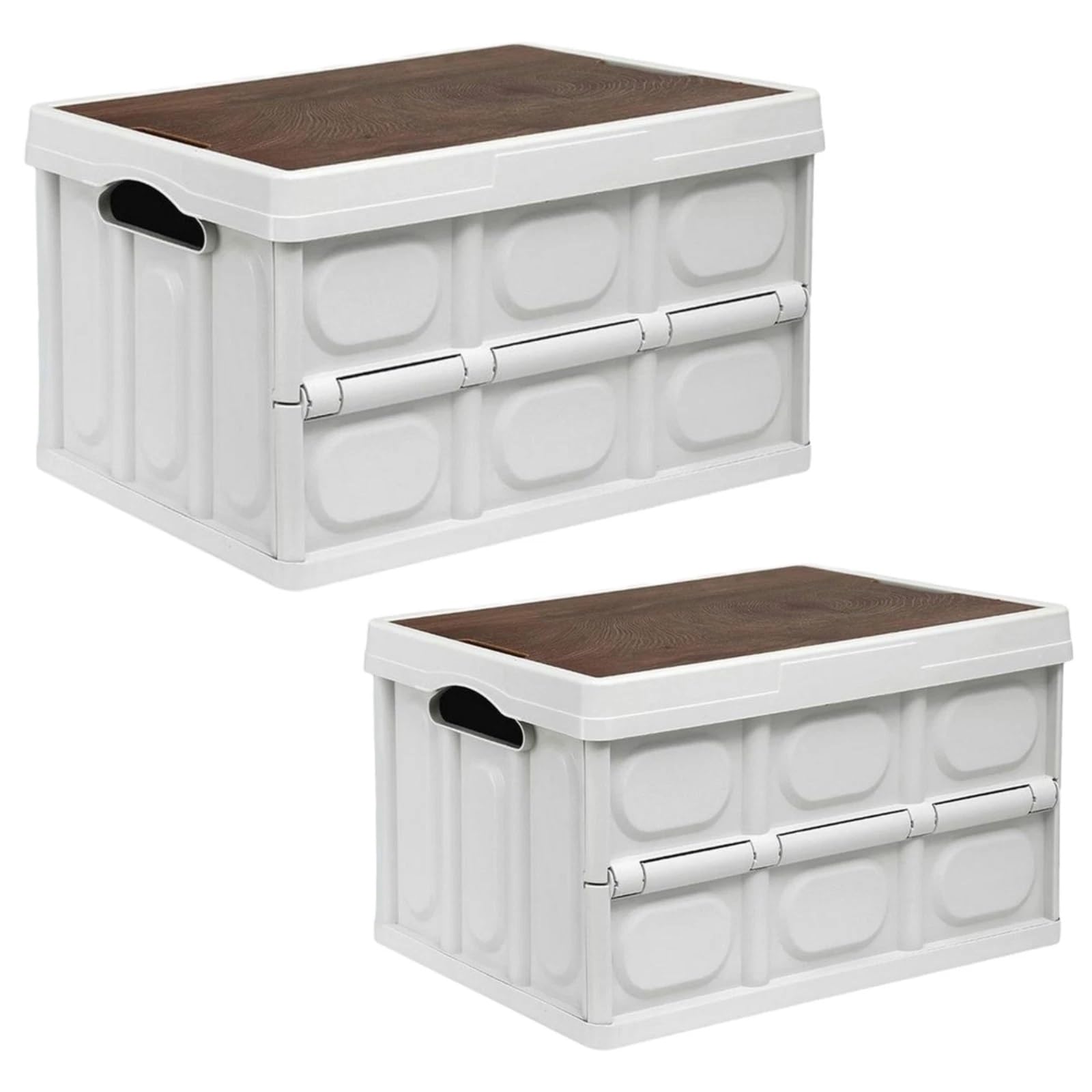 30L Folding Storage Boxes With Lid Plastic Box Collapsible Stackable Organiser Crate from B&Q