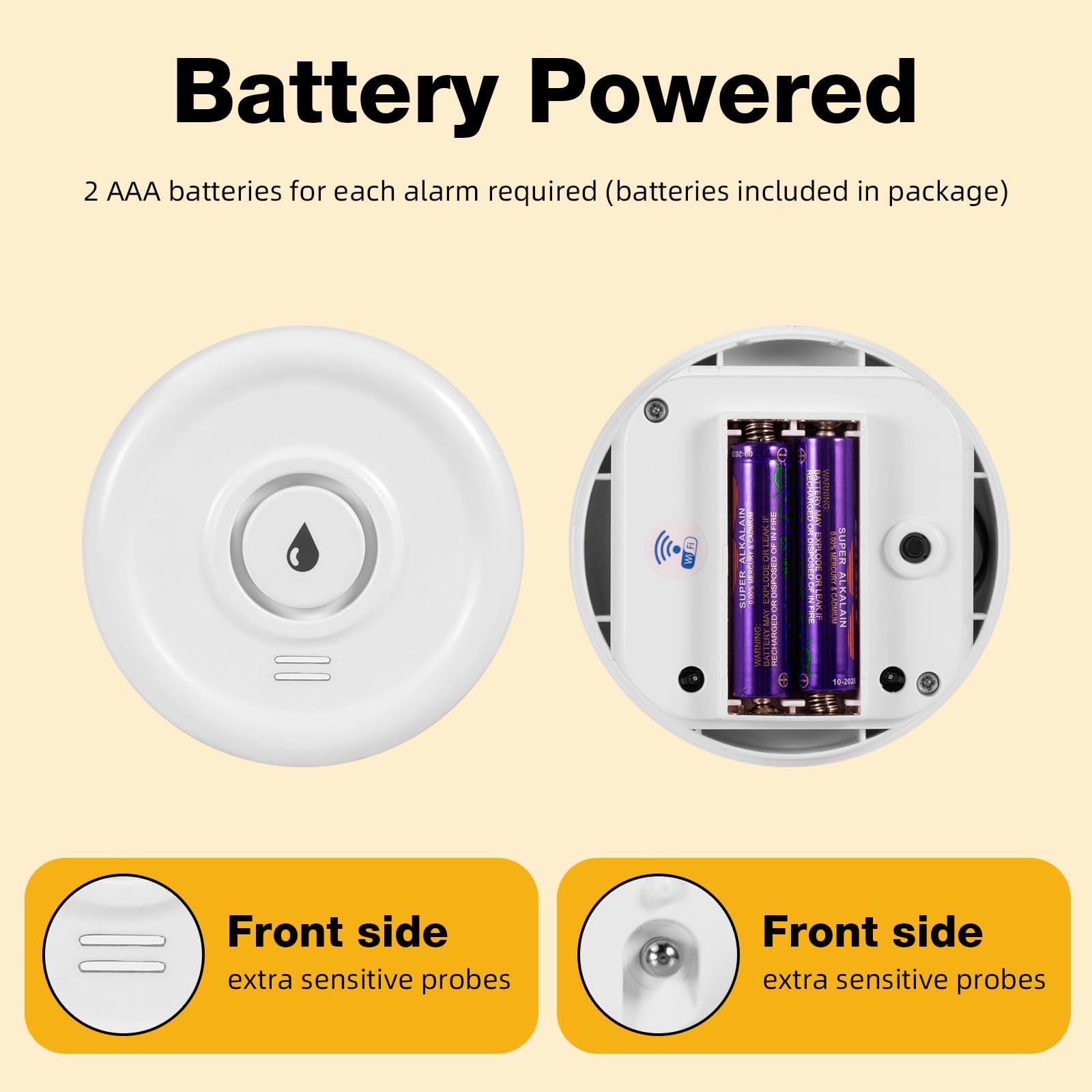 Lot de 5 détecteurs de fuite d'eau WiFi, alarme d'eau 100 dB, pour la maison, la cave, la salle de bain, la cuisine (lot de 3)