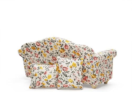 Miniatura 2 de Odoria 112 Sofá Miniatura Casa de Muñecas Muebles Accesorios, Patrón Floral