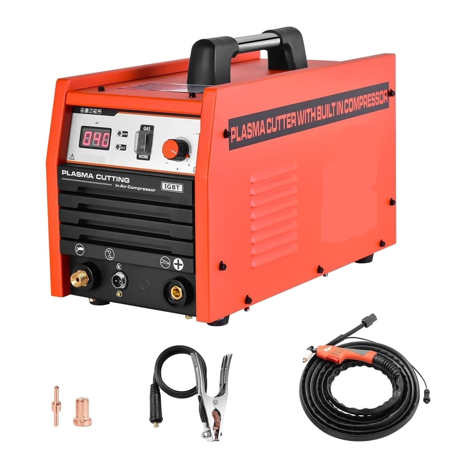 Qaxrzcucd One Color Plasma Cutter With Built-In Air Compressor Digital Inverter Clean Cut Cutting Machine Easy To Cut, Powerful Operation