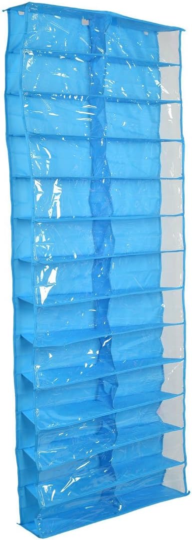 PVC Home 26 Pockets Storage Bag Over The Door Hanging Shoes Organizer Blue (id: ed2 cdd 9a5 6fc 789