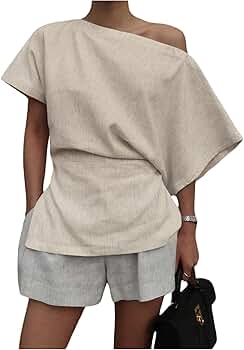 MakeMeChic Women's Fall Asymmetrical Tops Dolman Sleeve Blouse One