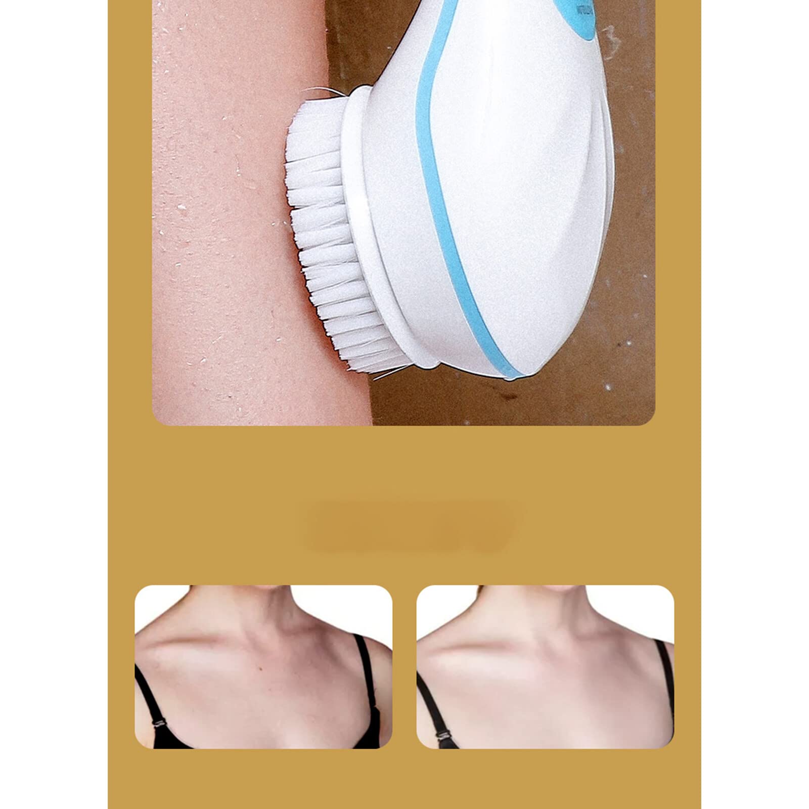 Elektrische Körperbürste, Gesichtsreinigungsbürste, Spin Skin Brush mit 5 Bürstenköpfen, USB Wiederaufladbare wasserdichte Körperbürste mit langem Griff für Peeling, Tiefenreinigung, Entspannung,