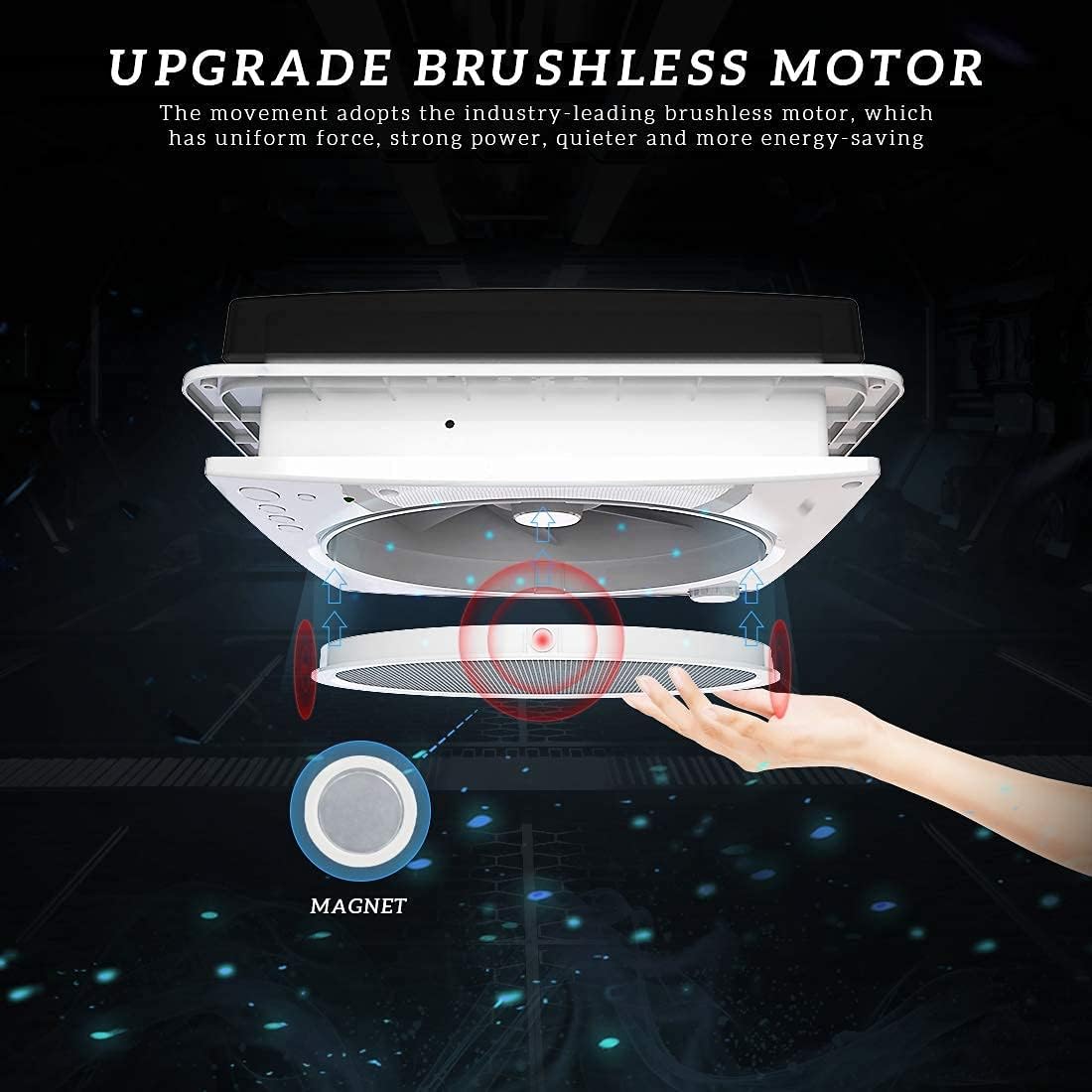 14" RV Roof Fan Vent with Rain Sensor | 12 Volt 4 Speed Motor Remote Intake Exhaust Smoke Lid Ventilation Cover | Bathroom Ceiling Camper Motorhome Fan: Kitchen & Dining