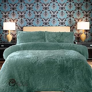 Comfort Collections Fleece Duvet Quilt Cover Teddy Bedding Set With Matching Pillowcase Warm and Cosy Teal Double 200cm x 200cm Approximate
