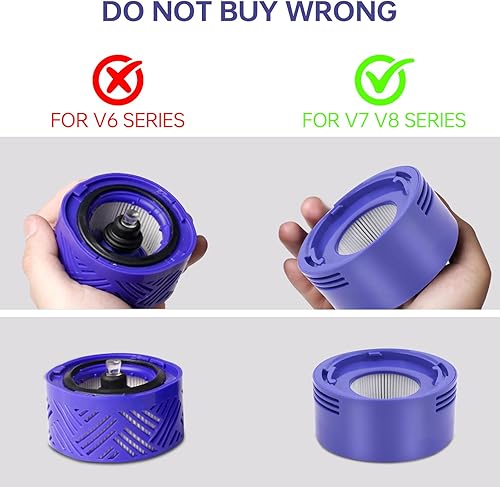 Miniatura 3 de V8 V7 - Filtro animal de repuesto para Dyson V7 V8 Animal Absolute Motorhead aspiradora inalámbrica, filtro de 4 postes, 4 prefiltros y cepillo de
