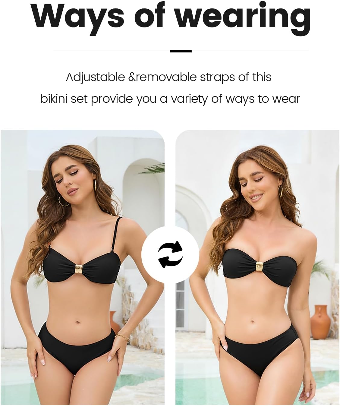 Shuangyu Bikini Set for Women Two Piece Cheeky Swimsuit Bandeau Swimwear Twist Front Bathing Suit - Image 4