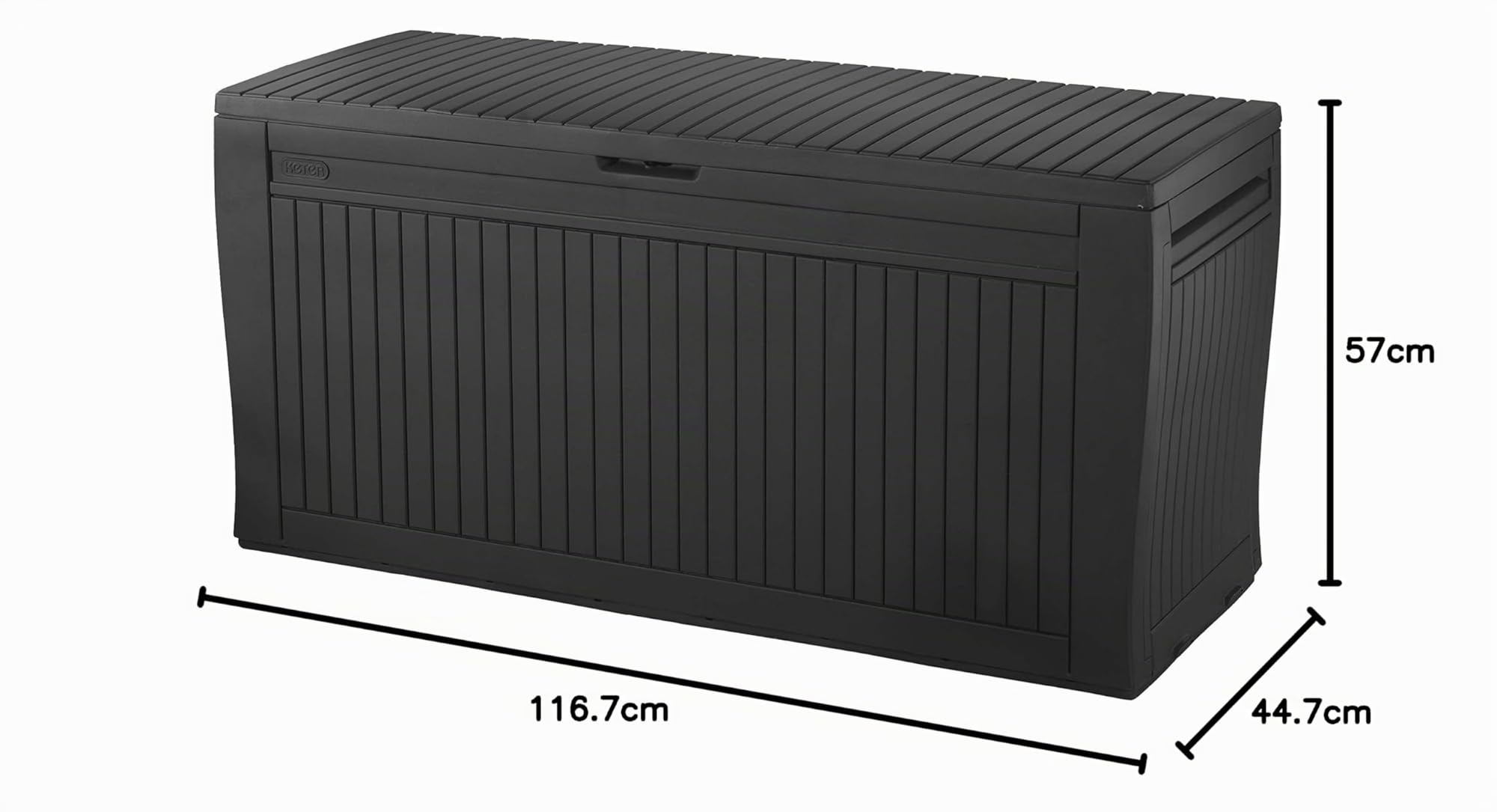 Keter Comfy Aufbewahrungsbox aus Kunstharz, 270 l, Graphit, 116,7 x 44,7 x 57 cm