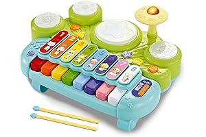 Fisca Baby Musical Toys 3 in 1 Piano Keyboard Xylophone Drum Set