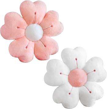 2Pcs Cute Flower Pillows, 35cm Daisy Floor Pillows, Soft Plush Fabric & PP Cotton Fill, Perfect for Home, Bedroom, Living Room & Office