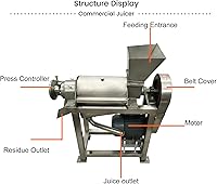 Vista 5 de 220V 3PH Commerical Frutas y Vegetales Juicer 0.5T/H Extractor de jugo de fruta de acero inoxidable Máquina Extractor Industrial Automático Espiral