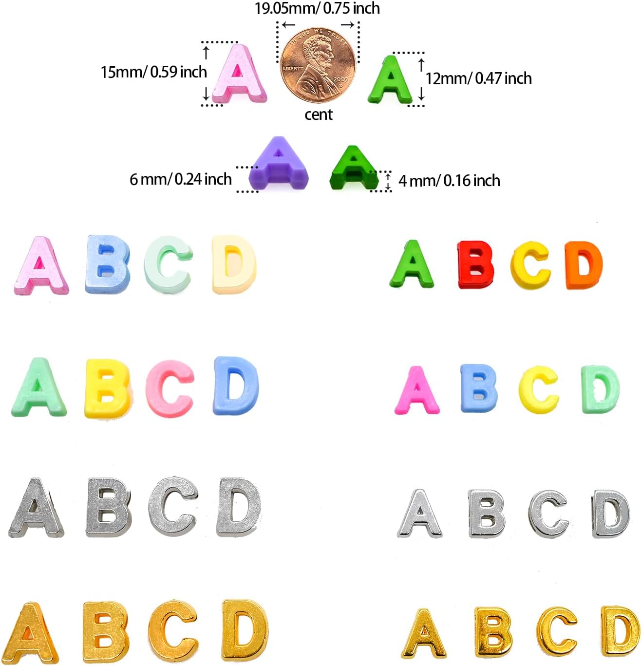 300+ Pcs Big Large Alphabet Letter Beads for Jewelry Making (15mm Silvery) image 3
