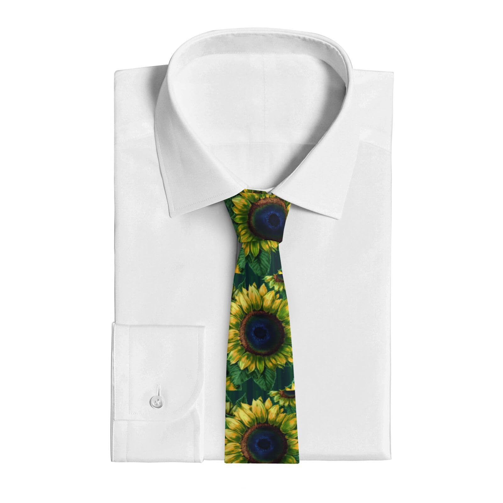 VducK Neckties for Men Business Casual Necktie Men Green Sunflower Ties for Weddings Dances Neck Tie for Men