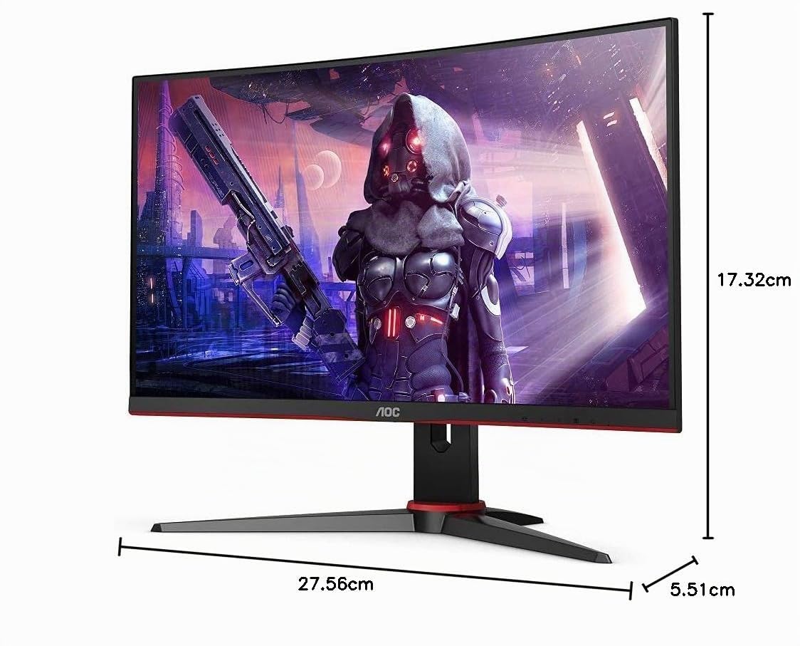 AOC Monitor Gaming C24G2AE/BK- 24" Curved 1500R, Full HD, 165Hz, 1Ms, VA, FreeSync Premium, 1920x1080, 250 cd/m, D-SUB, HDMIx2, Displayport 1x1.2