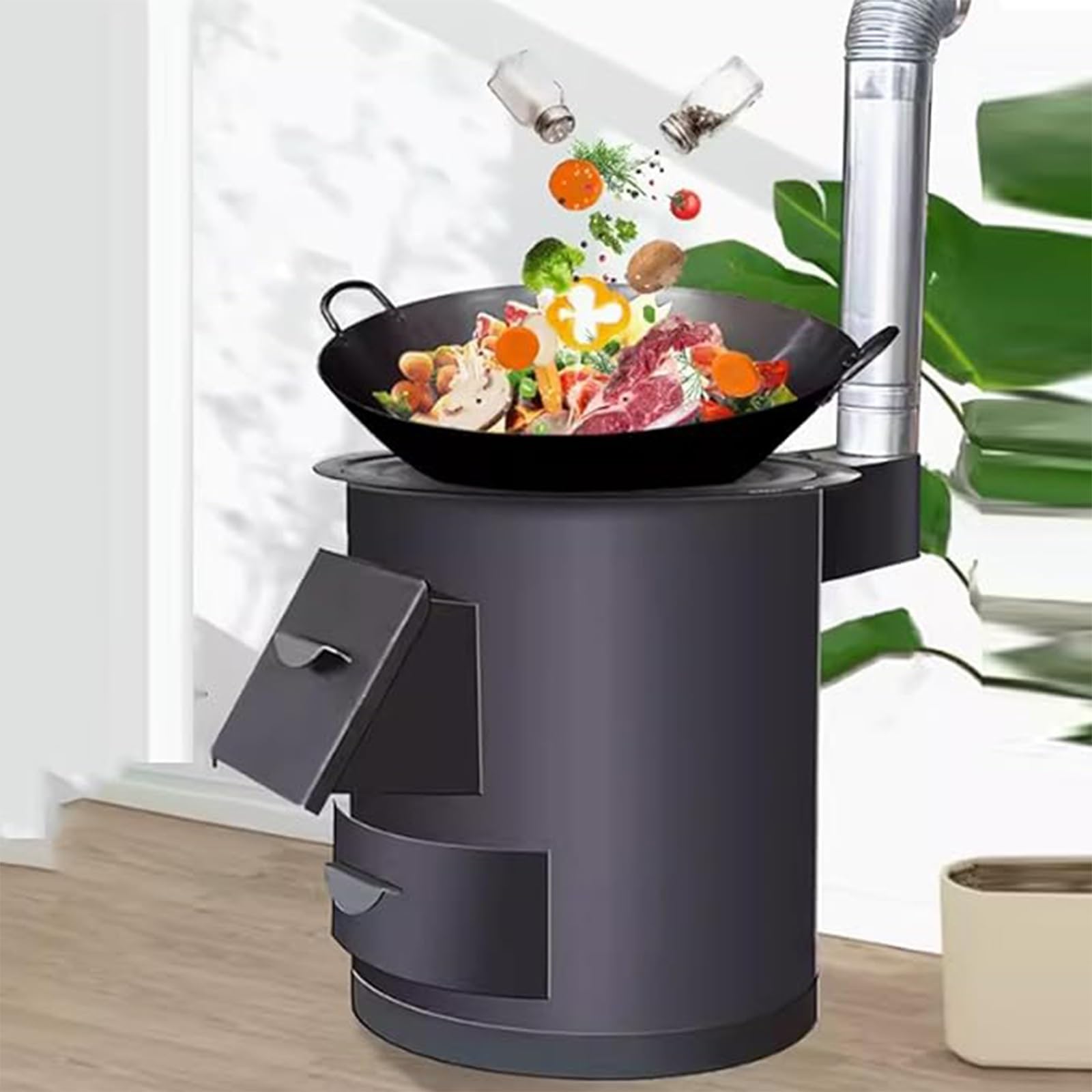 Stufa a Legna Portatile In Acciaio al Carbonio con Struttura In Acciaio Robusta e Stabile Adatta Per Tende, Campeggio, Picnic, Escursionismo(30cm)