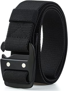 WYuZe Mens Tactical Belt, Military Elastic Stretch Heavy Duty Riggers Belt | Quick-Release Metal Buckle