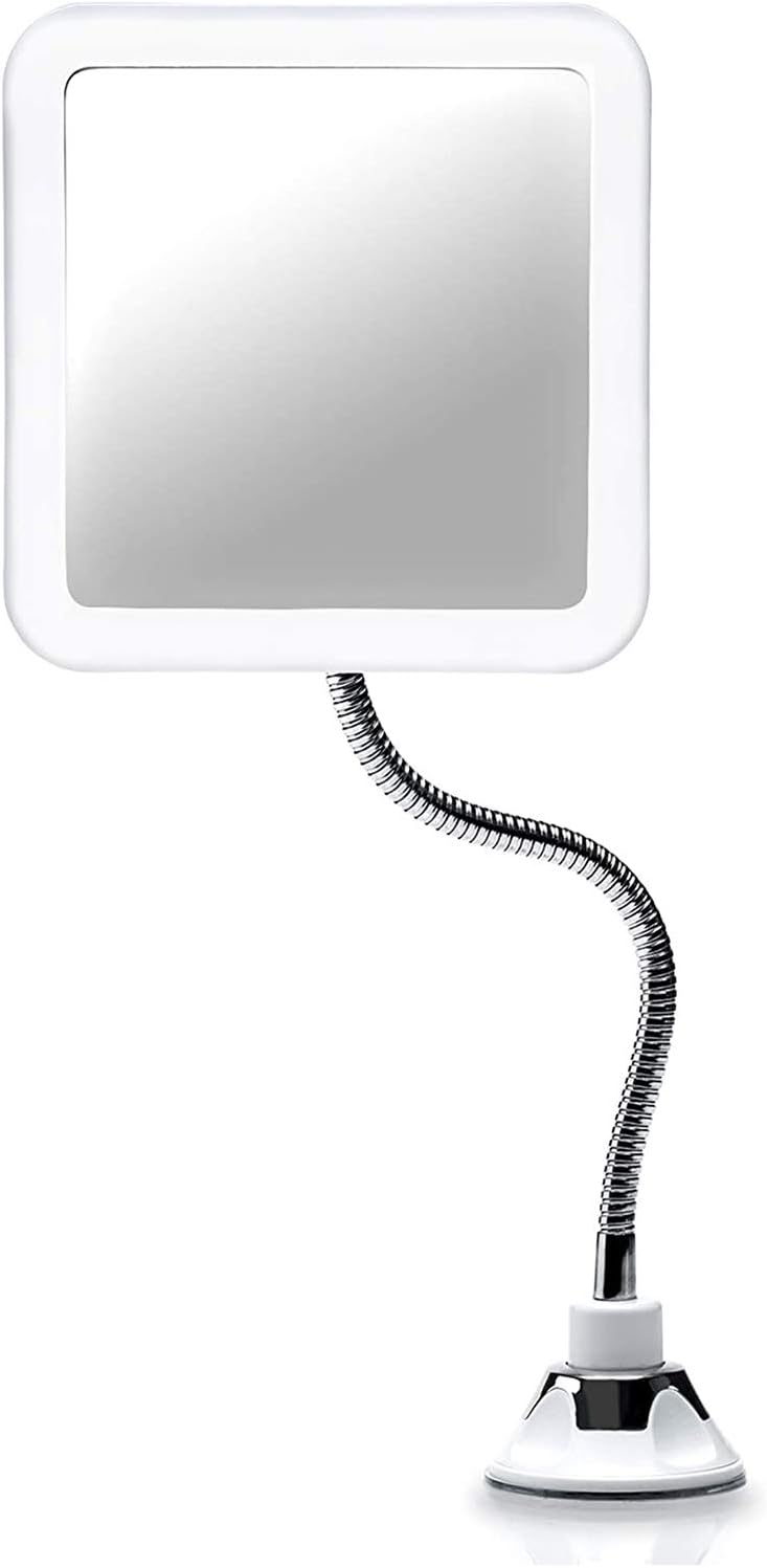 Flexible magnifying mirror with LED light, 10x magnification, strong suction cup - illuminated cosmetic mirror make-up make-up mirror with glare-free lighting