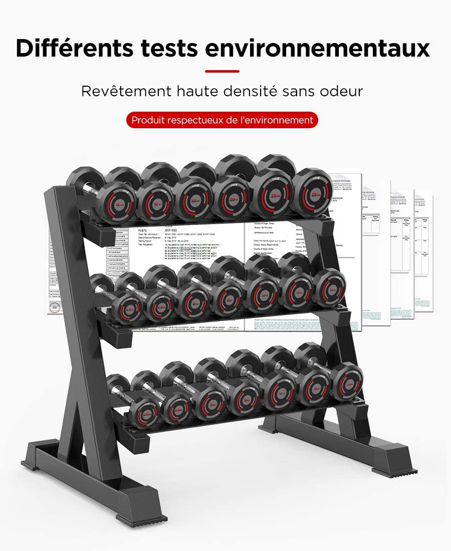 YOLEO Support pour Haltères Ajustables de 3 Niveaux, Stockage d'haltères, Repose Haltères Rack de Rangement pour Musculation à Domicile Max.500KG